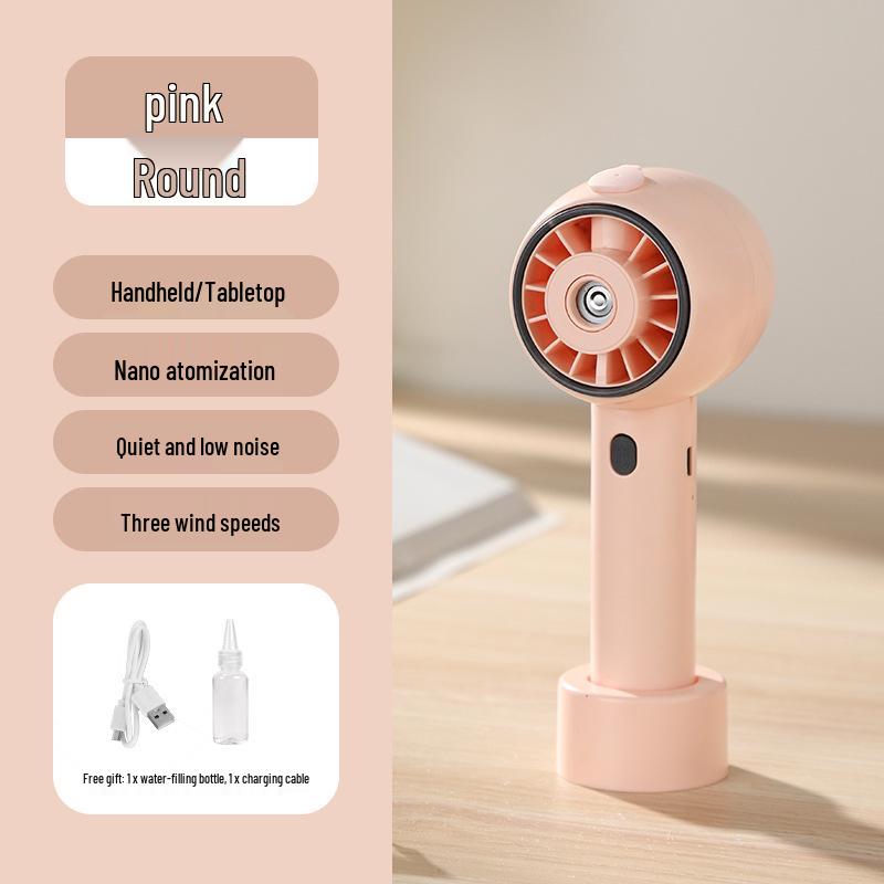 Cartoon Mini Handheld Humidifying Fan with USB Charging