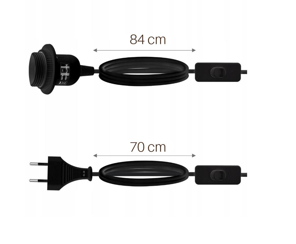 Cable with switch for the lamp Black E27 bulb holder with switch set