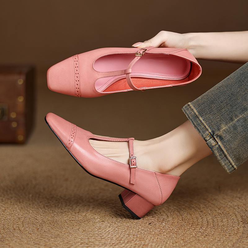 Krazing Pot Коровья кожа весна лето размер 41 средний каблук красивые женские легкие туфли квадратный носок неглубокие туфли-лодочки