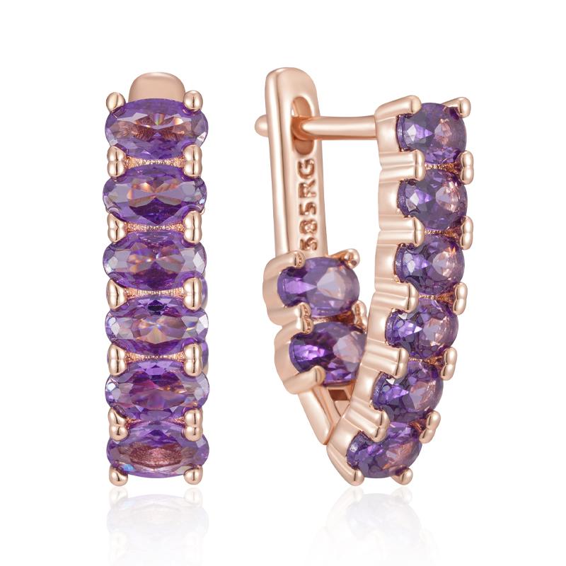Блестящие фиолетовые серьги-капли из натурального циркона для женщин, тренд, цвет розового золота, свадебные украшения для невесты, изящные ювелирные изделия, кристальный подарок