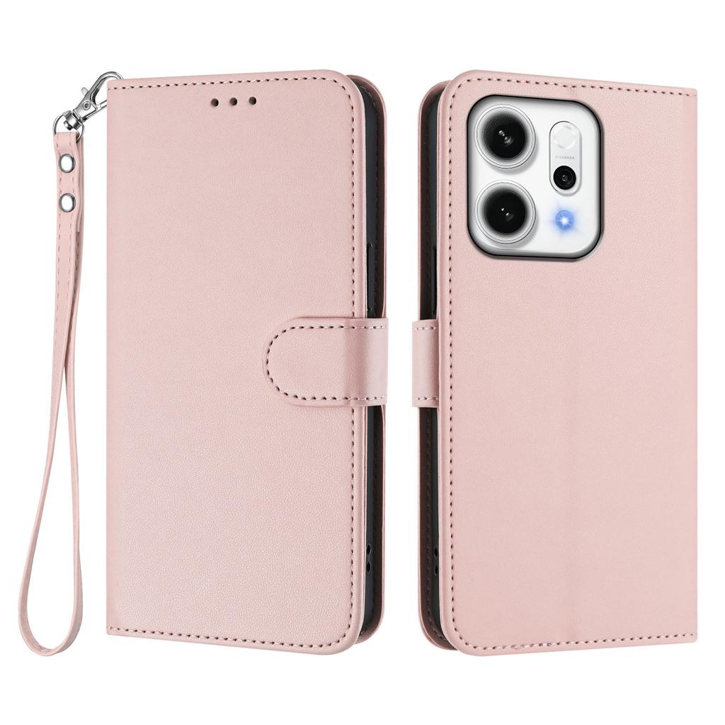 Для Oppo Reno14 5G (Глобальный) Кожаный чехол-кошелек с подставкой для телефона и ремешком на запястье