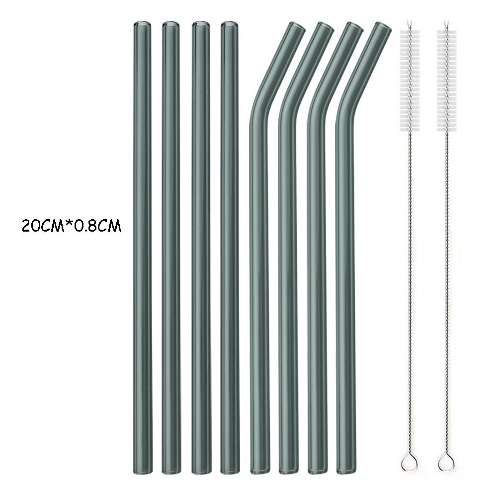4/8 шт. набор соломинок из боросиликатного стекла, многоцветные многоразовые стеклянные экологически чистые соломинки для коктейлей, смузи