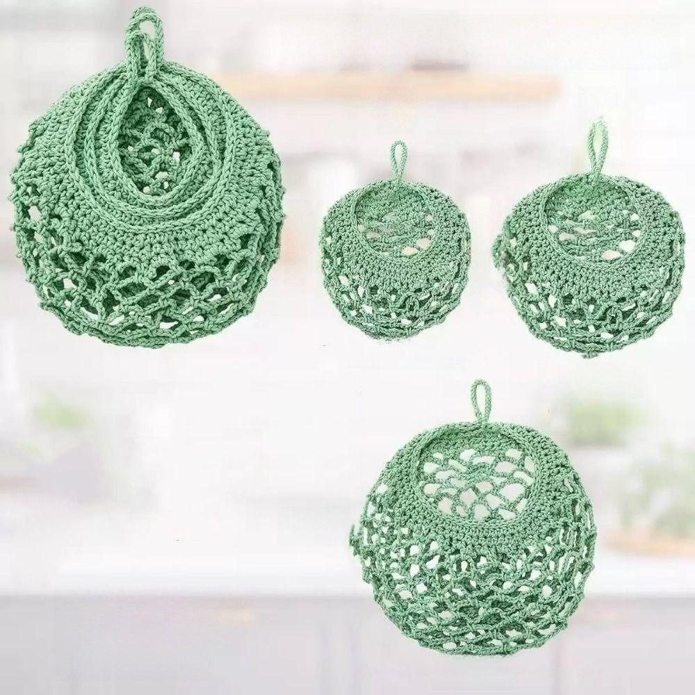3Pcs/Set Wall Mount Wall Hanging Basket Teardrop Shape Vegetable Woven Basket for Kitchen