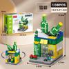 DIY City Mini Shop Supermarket Street View Model Building Blocks Hamburger Restaurant Retail Store Architecture Movie Model Toy