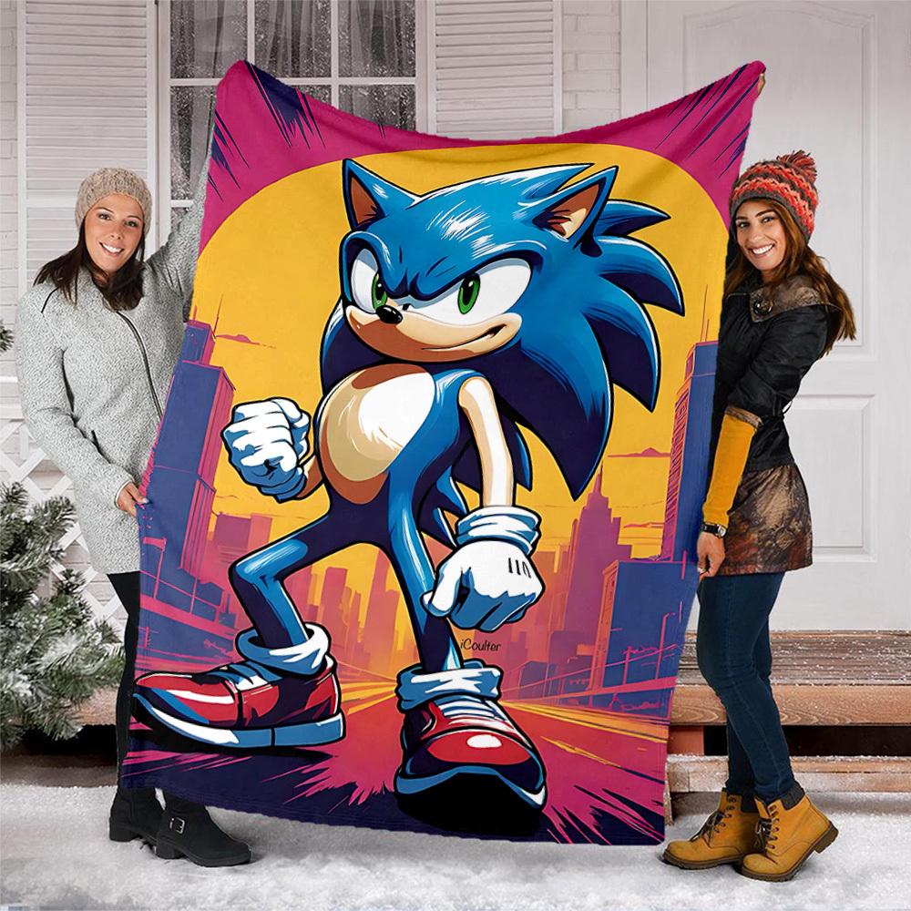 1 шт. Фланелевое одеяло Sonic для улицы для девочек, мягкое, легкое, идеально подходит для кемпинга и в качестве подарка, Цифровое