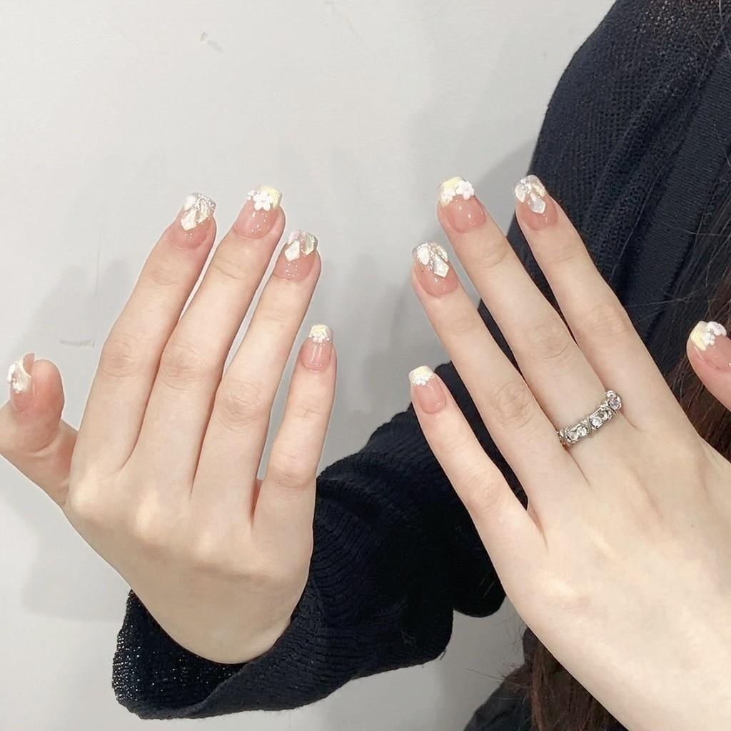 Накладные ногти Романтичный цветок Кристалл Звездное небо накладные ногти акриловые накладные ногти многоразовые накладные ногти