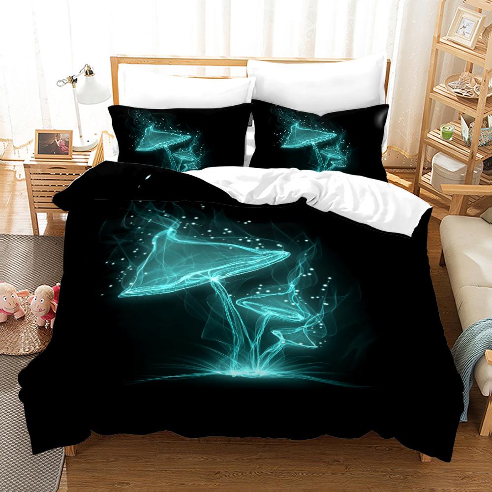 Dreamy Elf World Bedding Set Magic Mushroom Quilt Cover Pillowcase 2/3pcs King Queen Bed Cover Single Double Bed Home Textile