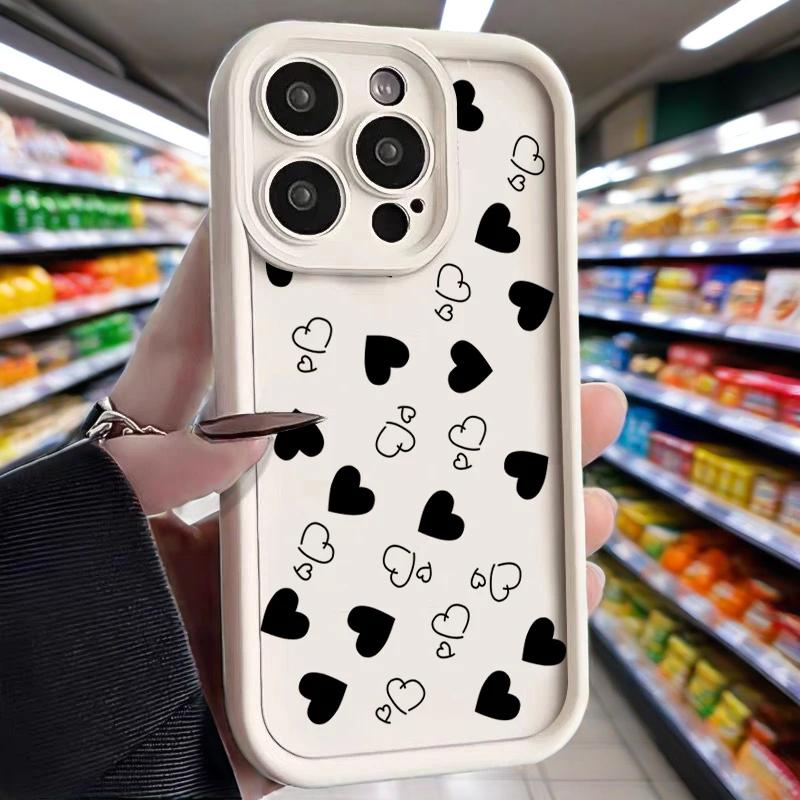 Чехол для телефона для iPhone 16 15 13 14 Pro Max 15 11 12 14 Pro 7 8 Plus XR X XS Max SE Матовый мягкий противоударный чехол с принтом сердец любви