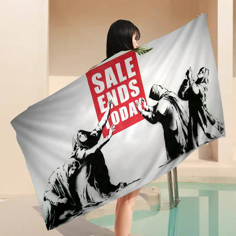 Banksy Graffiti Beach Towel Colorful Bath Towels for Girl Microfiber Quick Dry Custom Sand Free Beach Yoga Spa Gym Pool