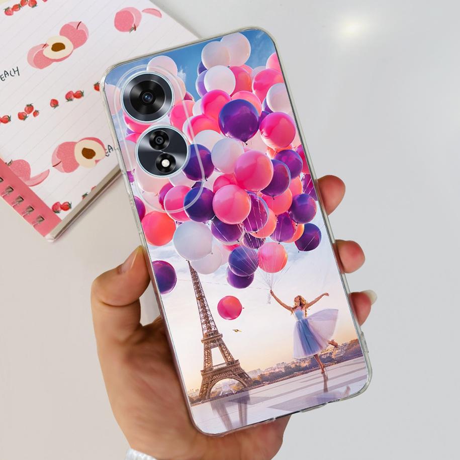 For OPPO A60 4G Case CPH2631 Cute Cat Cartoon Transparent TPU Silicone Soft Slim Cover For OPPO A60 A 60 OPPOA60 2024 Bumper New