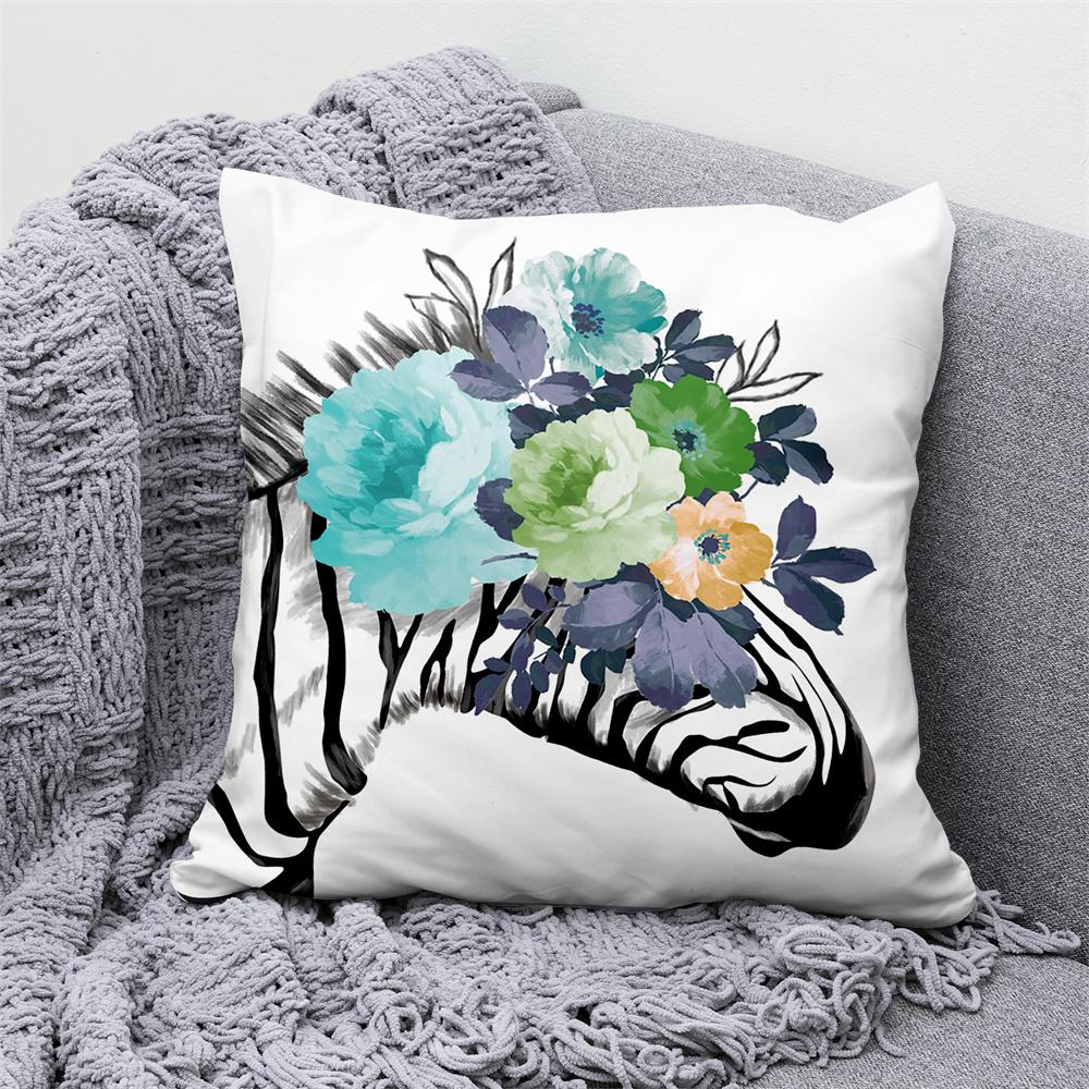 Juste de coussin en velours, анималистический цветочный узор, декоративная ткань taie d'oreiller, oreiller pour la maison, канапе, chambre, voiture, loup, vache