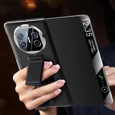 Чехол-книжка LANGSIDI Smart для Huawei Mate X5 X3 из натуральной коровьей кожи с магнитным ремешком на запястье и подставкой-откидной крышкой
