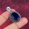 Подвеска с синим сапфиром, подвеска из драгоценного камня ручной работы, подвеска из стерлингового серебра 925 пробы, антикварные ювелирные изделия, для подарка на помолвку