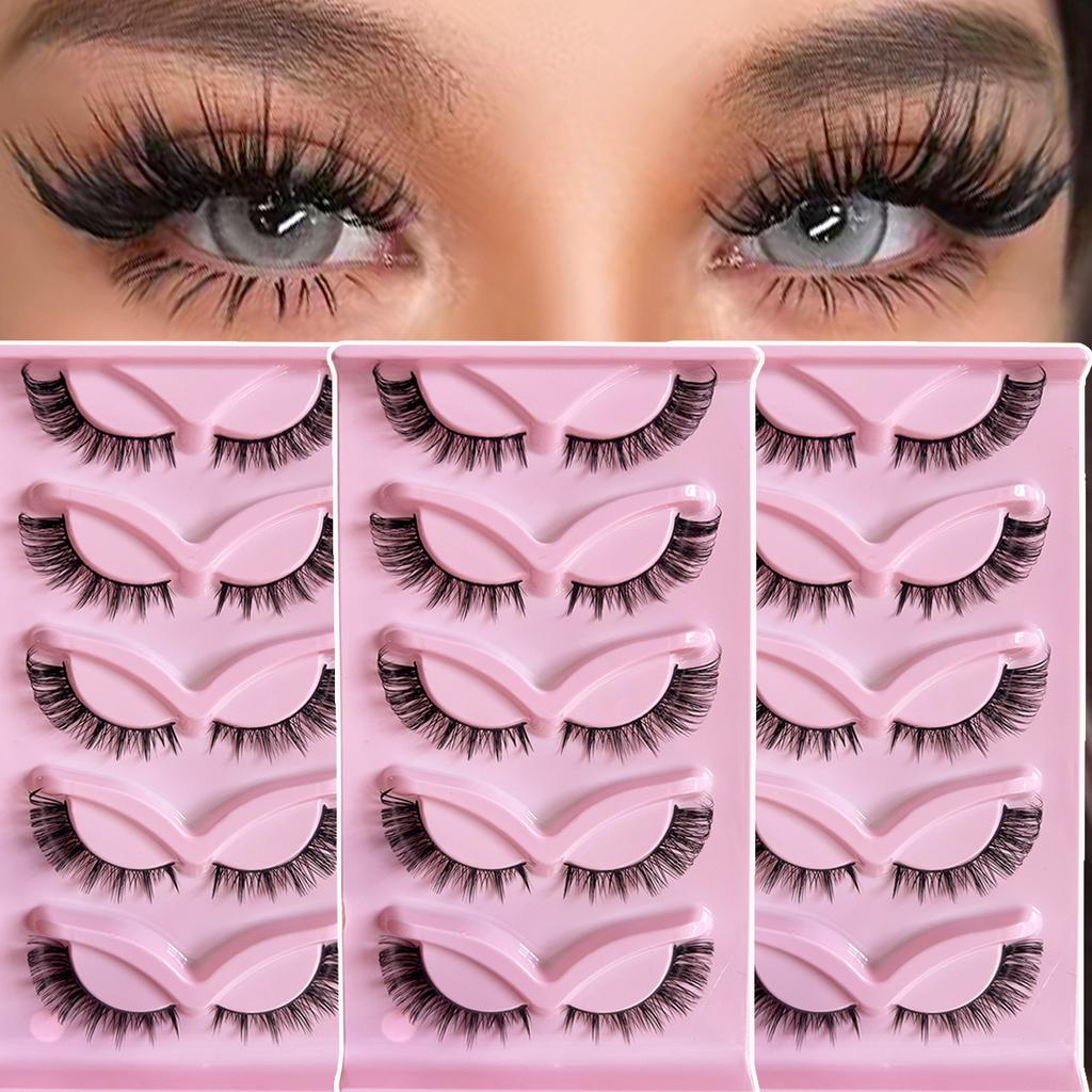 Makeup 5 Pairs Cat Eye Lashes Faux Eyelashes Eye Elongated False Eyelashes