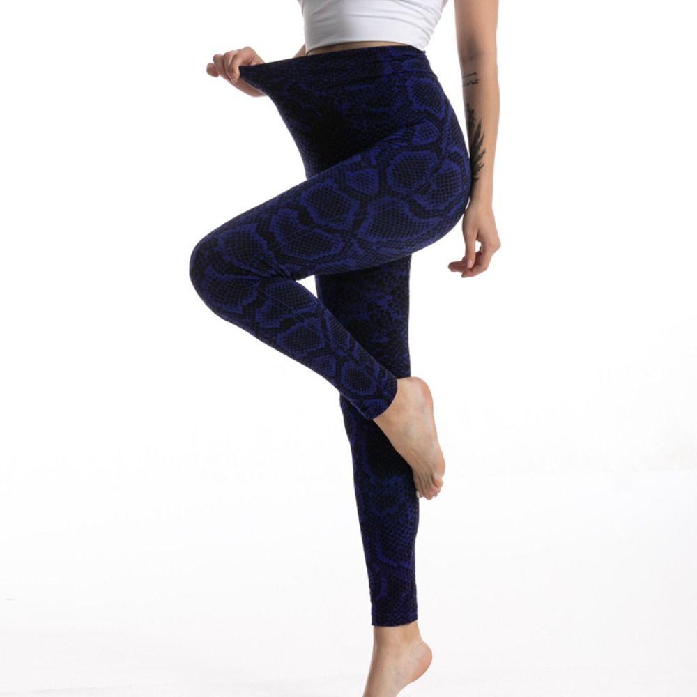 Scrunch Snake Print Leggings Serpentine Tummy Control Trousers Cool Cycling