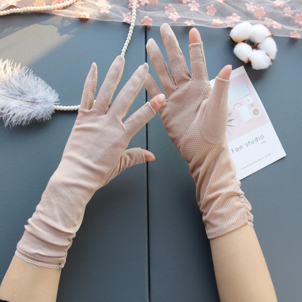 Lengthen Women Sunscreen Gloves Thin Summer Driving Mittens Sun Protection Riding Gloves Ladies