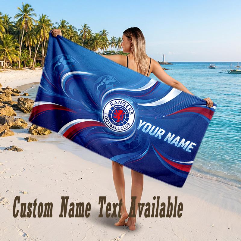 Rangers FC Design Beach Towel Custom Text Large Towel for Beach Vacation