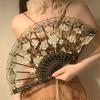 Gothic Ladies Lace Hand Fan Vintage Spanish Victorian Folding Fan for Wedding Party Favor Gift Dance Fan Photo Props Home Decor