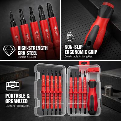 18 In 1 Insulated Screwdriver Set, Electrical Repair Tool Kit Magnetic Torx Phillips Pozidriv Double-Ended Precision Screwdriver