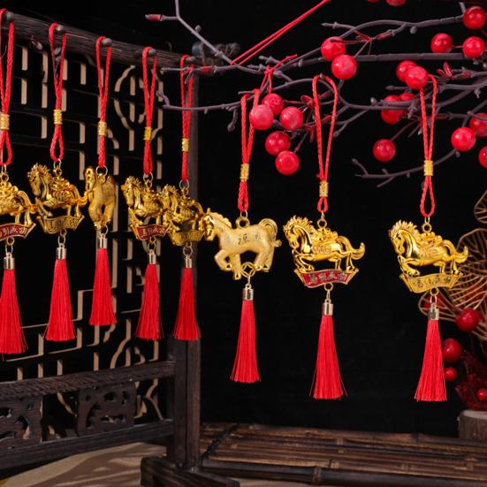 2026 Украшение Лошадь Украшение на Китайский Новый год Год Лошади Животное зодиака Кисточки Подвески для бонсай Зеркало заднего вида автомобиля