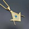 Iced Out Masonic All Seeing Eye Pendant Necklace Male Gold Color Stainless Steel Chain For Men Freemason Mason Jewelry