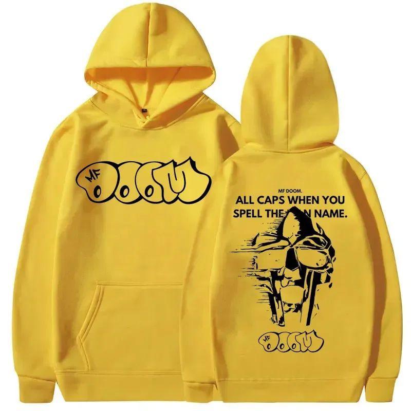 Худи с графикой рэпера Mf Doom Madlib Madvillain Металлическая маска Худи в стиле Харадзюку Мужские Винтажные Толстовки Стритвир Y2K Обычная посадка