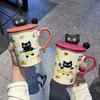 Cat Mug with Lid Spoon Cute High Value Cup Ceramic Water Cup New Home Coffee Breakfast Cup