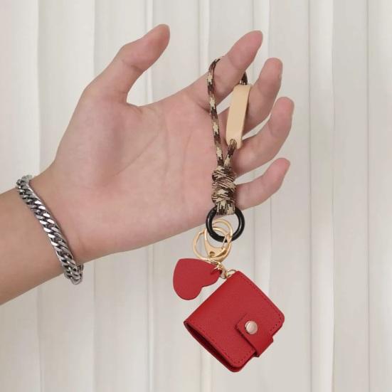 Family Photo Keychain Mini Album Faux Leather Personalized Picture Holder Retro Style Card Holder Key Ring