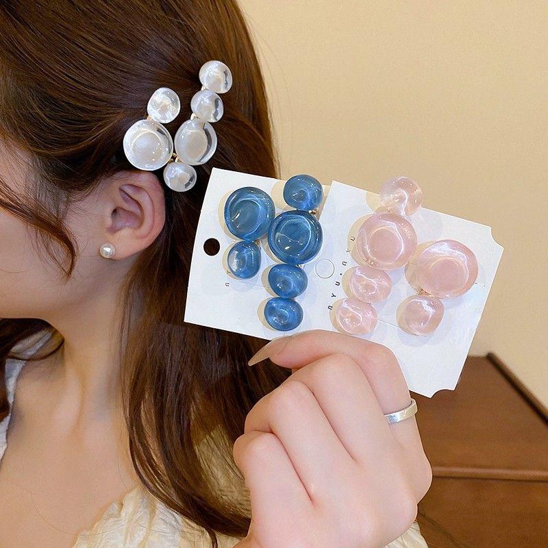 2 шт./лот, прозрачные заколки из кожи аллигатора, заколки для волос с пузырьками, красивые головные уборы, корейские аксессуары для волос для мамы и дочки, белые