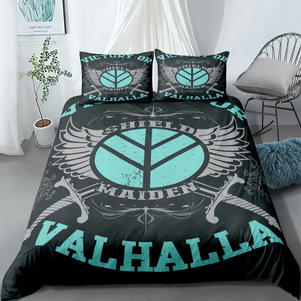 Viking Printed Duvet Set Ancient Myth Themed Bedding Set Three-Piece Set