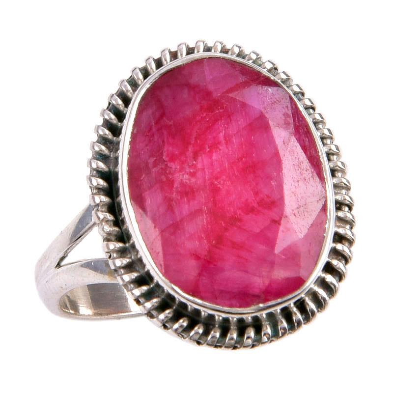 Red Ruby(Simulated) Gemstone Handmade 925 Sterling Silver Gift Ring S.7.5 F6u49
