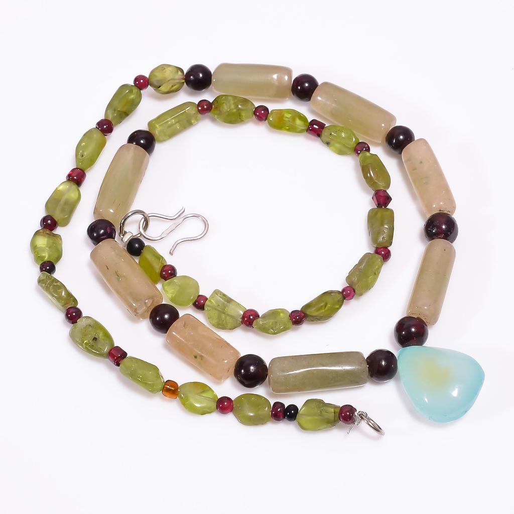 Перуанский халцедон везувиан гранат драгоценные камни бусы ожерелье 3-18 мм 18" UB-8028 UB-8028