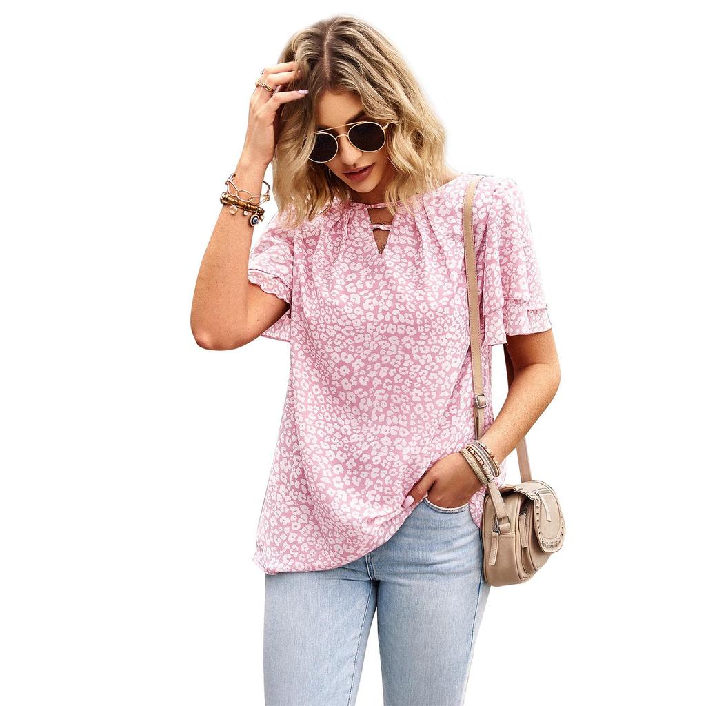 Фрагментированная блузка женская весна-лето O новый богемный топ с короткими рукавами