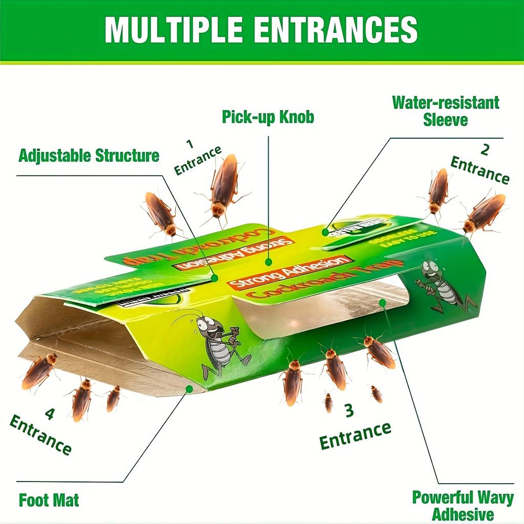 10pcs Cockroach Trap for Living Room Kitchen Bedroom Restaurant Warehouse , Cockroaches, Ants, Spiders, Bugs, Beetles Pet Friendly Sticky Insect Board