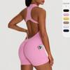 Back Cutout One-Piece Yoga Jumpsuit Padded Hip Lifting Workout Bodysuit Pocket Activewear