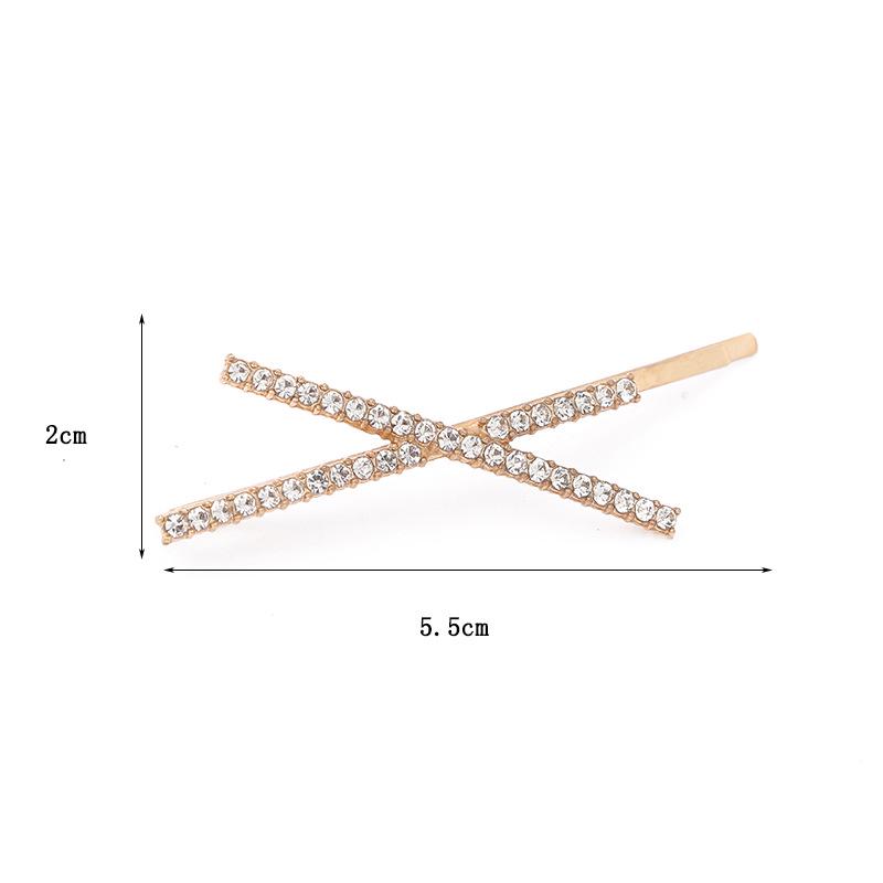 Корейская золотая заколка для волос с бриллиантами в форме буквы X - заколка для волос в стиле Sweet Temperament
