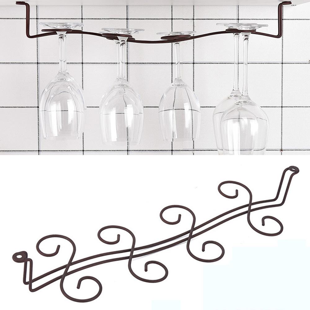 Iron Goblet Storage Shelf Cabinet Organizer Wine Glass Rack Cup Hanger Stemware Holder Hanging Rack