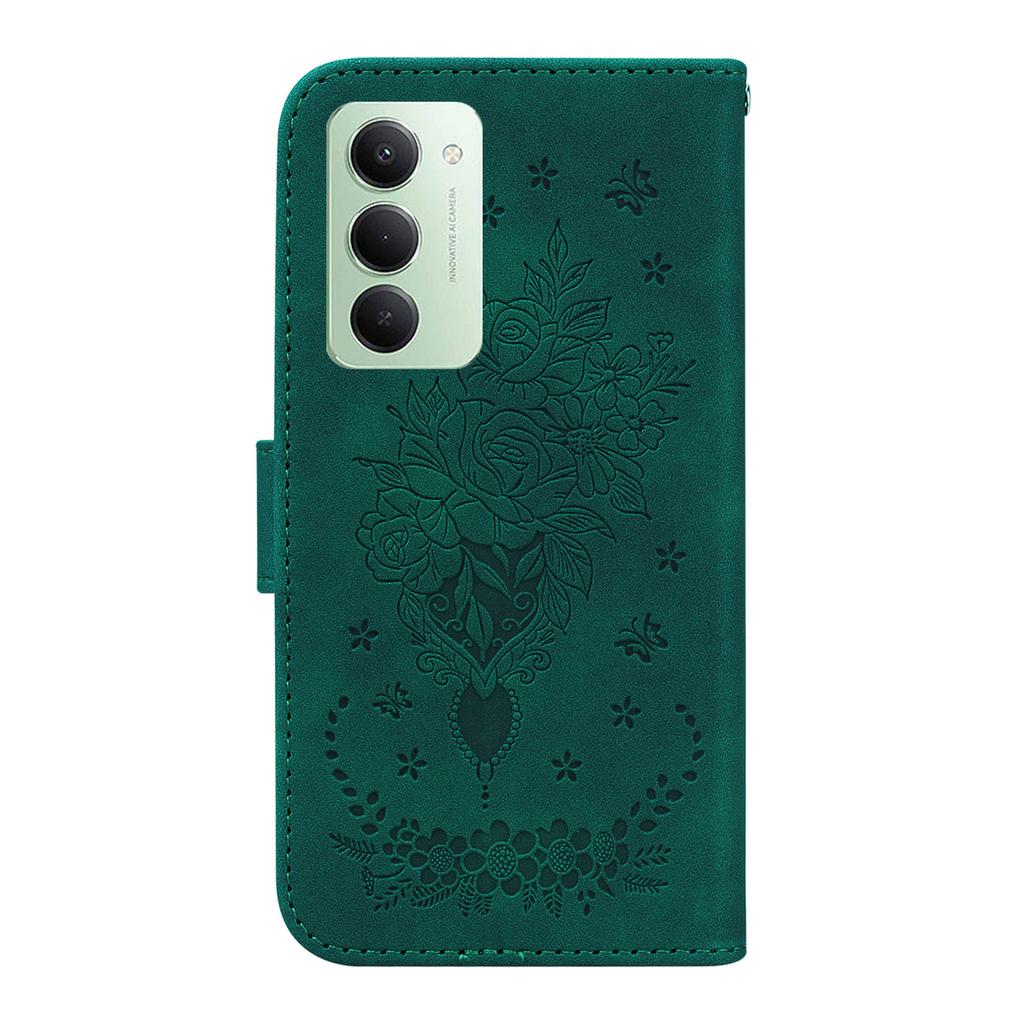 For Xiaomi Redmi 15 4G (EU) (171mm) Case Butterfly Flower Imprint PU Leather Wallet Phone Cover with Strap