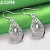 925 Sterling Silver Droplet Shaped Pendant with Piercing Earrings Fashion Charm Wedding Jewelry
