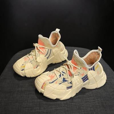 Кроссовки женские дизайнерские спортивные туфли с шинной подошвой, модные повседневные трикотажные сетчатые кроссовки с увеличенной высотой и плоской платформой