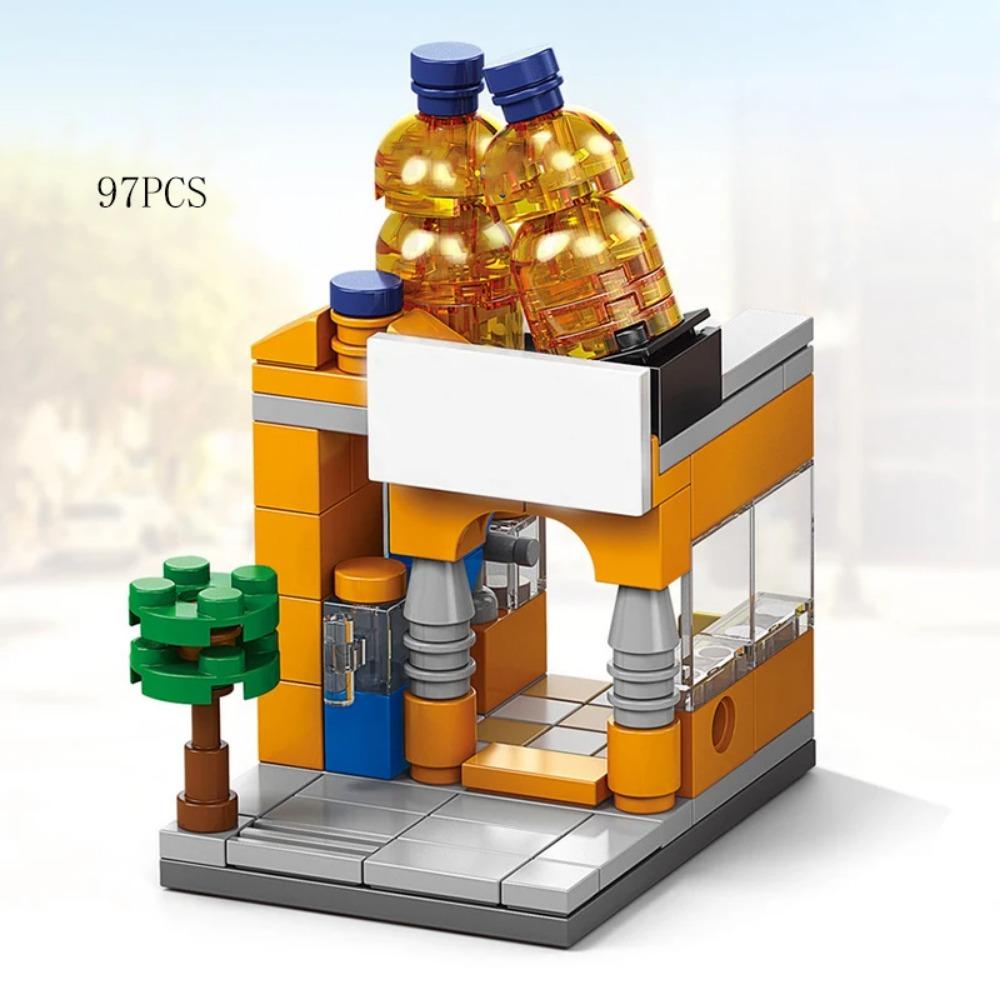 Мини-магазин, наборы для просмотра улиц, модельные строительные блоки, гамбургер, ресторан, розничный магазин, креативная архитектура, друг, город для девочек