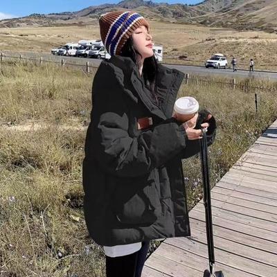 Зимняя новая куртка из хлопка 2024 года, короткая свободная толстая куртка из хлопка с капюшоном, корейская версия, куртка из хлопка