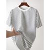 2025 New American vintage round Neck Knitted Stripes Short sleeve T-shirt Men's Summer Bottoming Shirt Foreign Trade Men's T-shirt