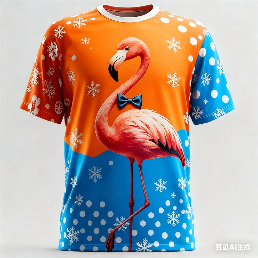 Summer Round Neck 3D Christmas Cartoon Animal Pattern Printed Top Fashionable Casual Short Sleeved Children's Boy T-shirts