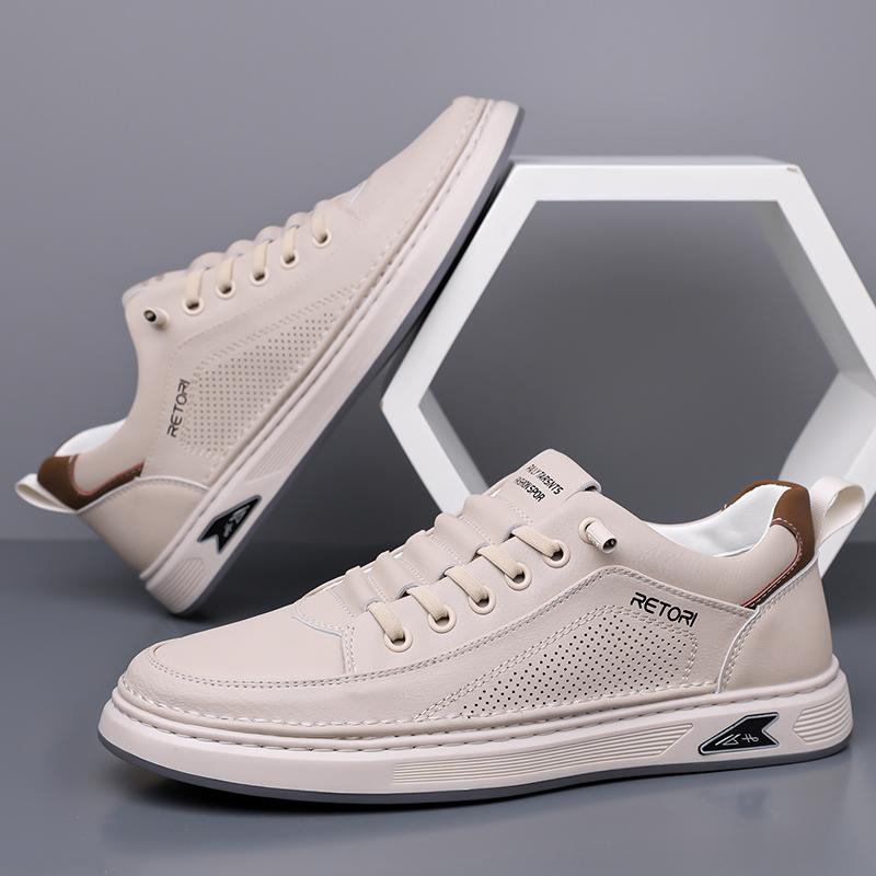 Мода 2025 Новые кожаные мужские слипоны Ручная работа Повседневная обувь Мужские кроссовки на шнуровке для ходьбы Уличная обувь для бега Офисная мужская обувь для скейтбординга