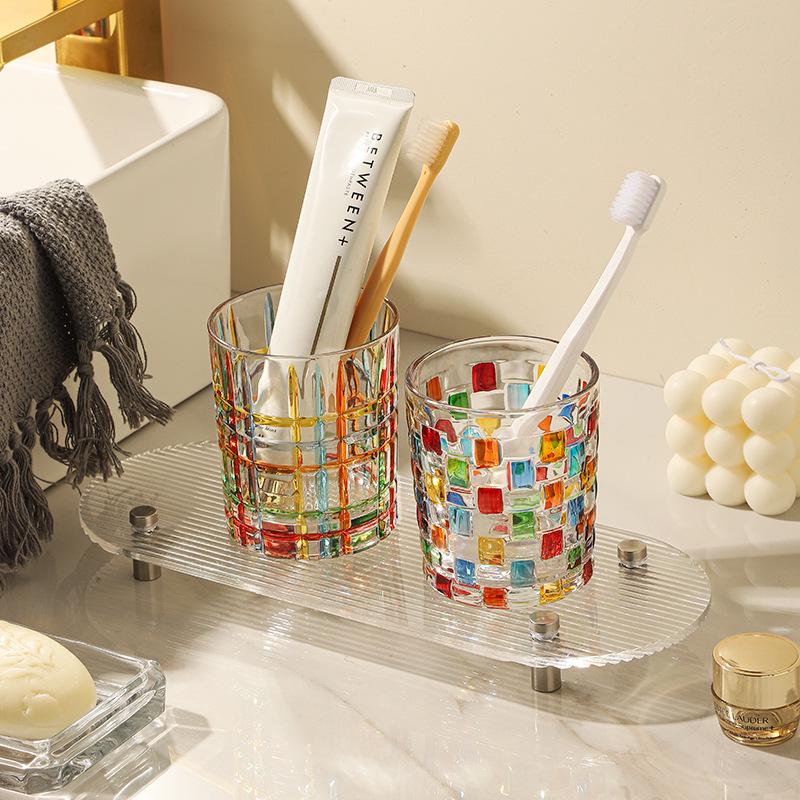 Роскошный стеклянный набор стаканов для зубных щеток и ополаскивателя для рта для пар