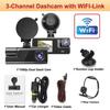 Автомобильный видеорегистратор, 3-канальный видеорегистратор для автомобилей, приложение WIFI, передняя камера, видеорегистратор, камера заднего вида для транспортного средства, черный ящик, автомобильный аксессуар