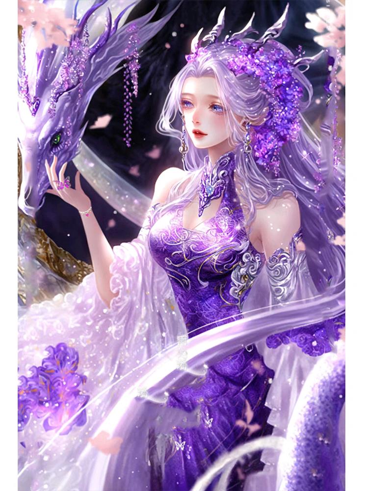 5DDIY Алмазная картина Мечтательный фиолетовый дракон Фея Мозаика Мультфильм Животное Вышивка Крестом Ремесла Украшения Дома Подарки