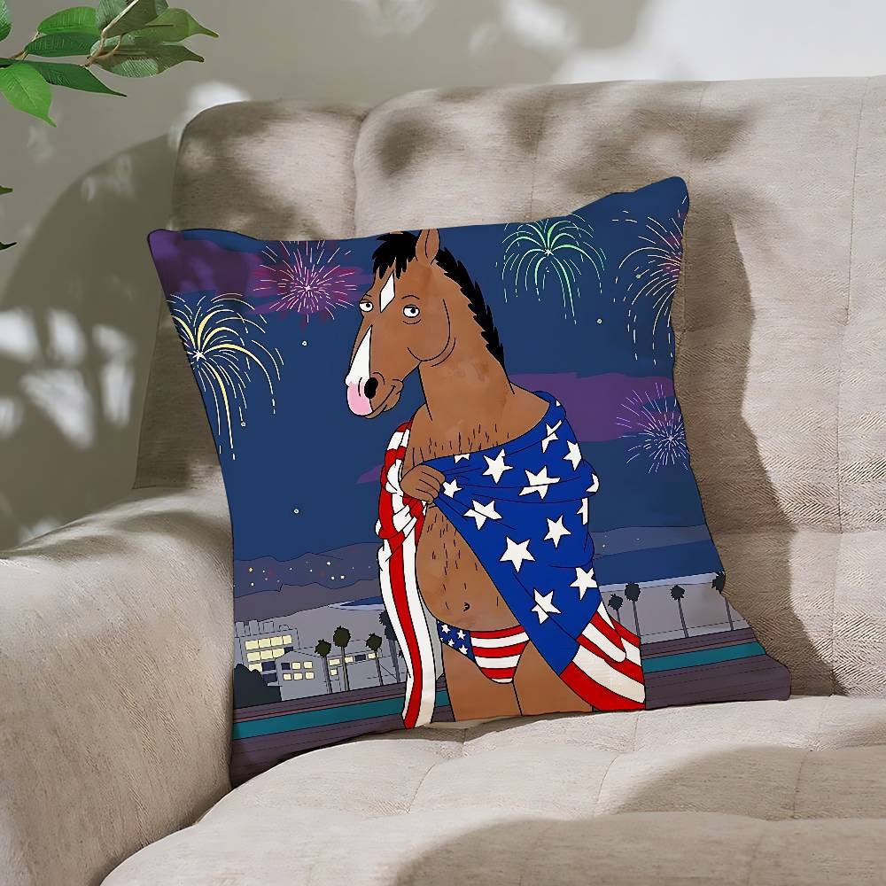Funny Bbojack HorsemanS Customizable Square Pillowcases Stylish And Soft Perfect For Beds Cars And Sofas