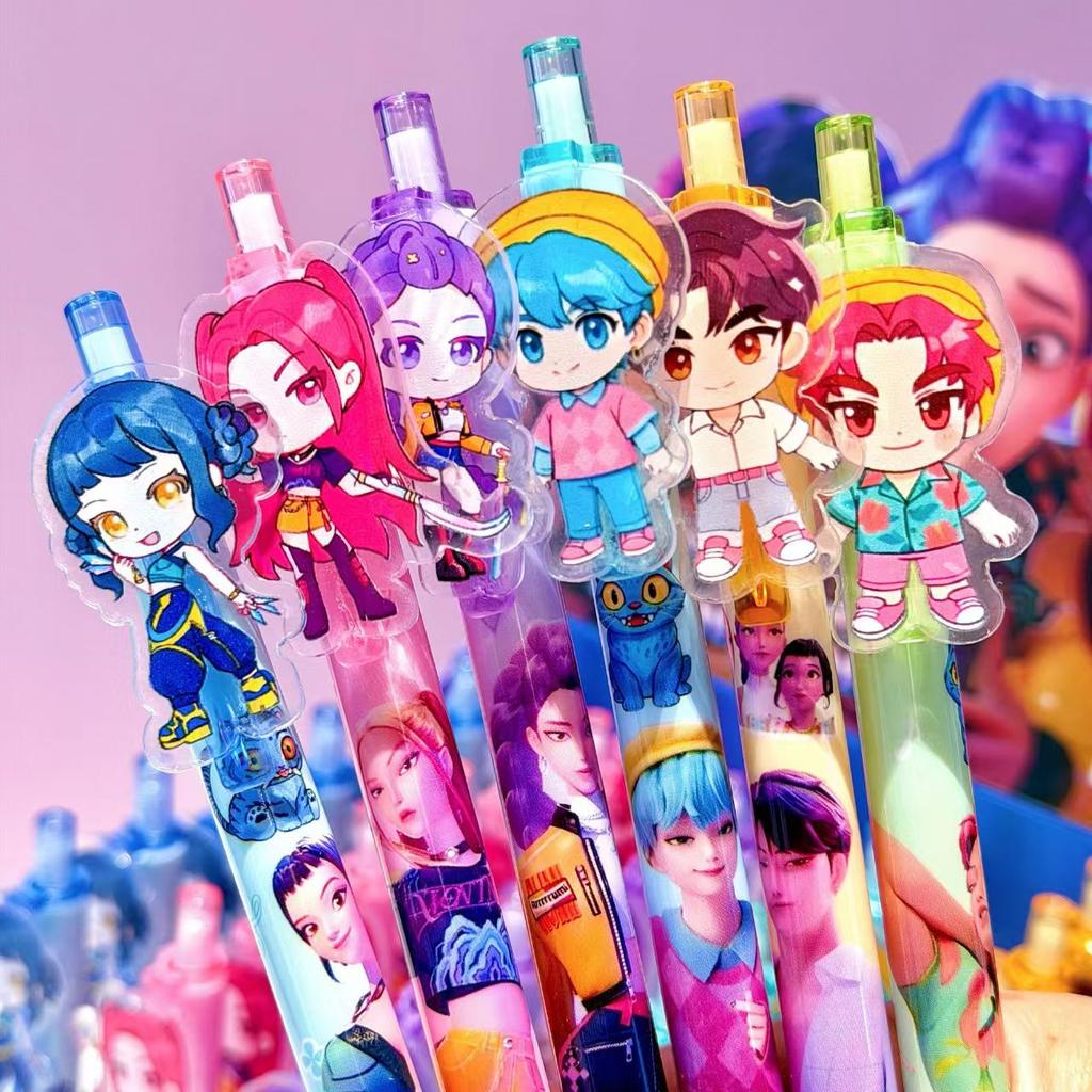 New Kpop Demon Hunter Huntrix Rumi Zoey Anime Character 0.5mm Black Gel Pen Student Writing Pen Suitable for School Office